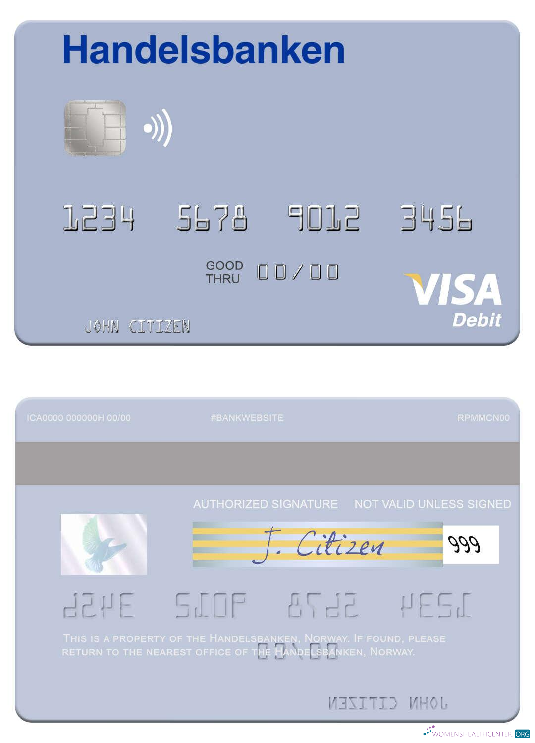 Download Norway Handelsbanken visa debit card Photoshop template